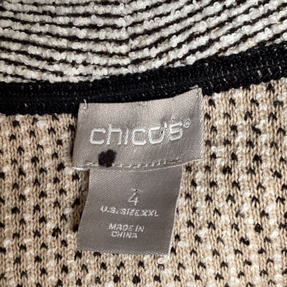 Chico's Tweed Blazer/Cardigan Pockets Fringed 4 (XXL/20-22) Black/Ecru #82i - Picture 8 of 10